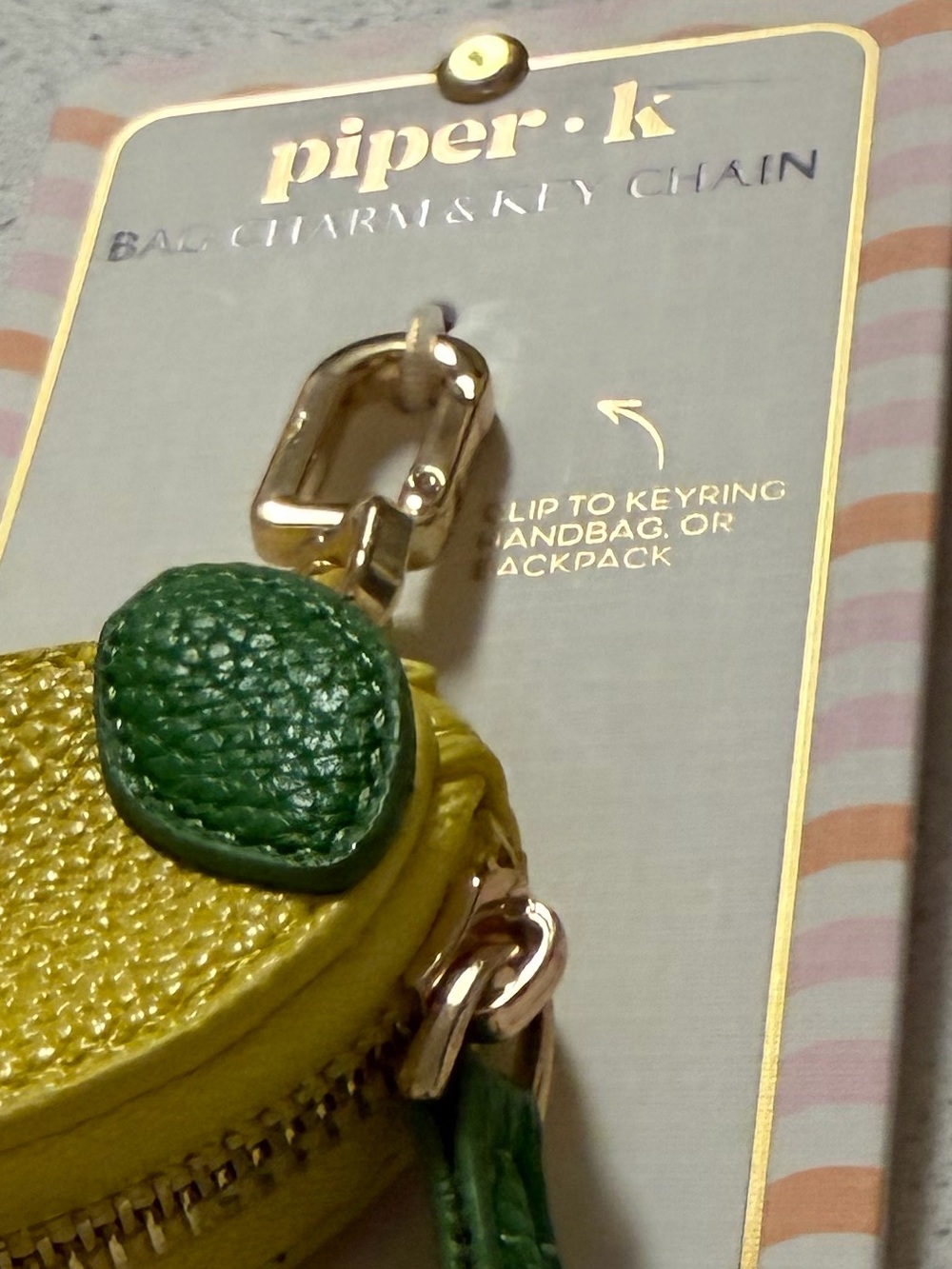 🍋Piper•k Yellow Lemon Bag Charm w/ Green Leaf. Adorable and perfect for summer! - Picture 4 of 12